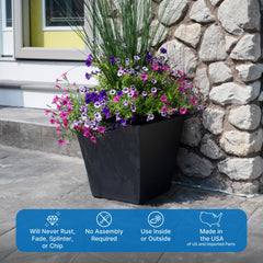 Tremont Short Square Planter™ 14" H x 15" W- Set of 2